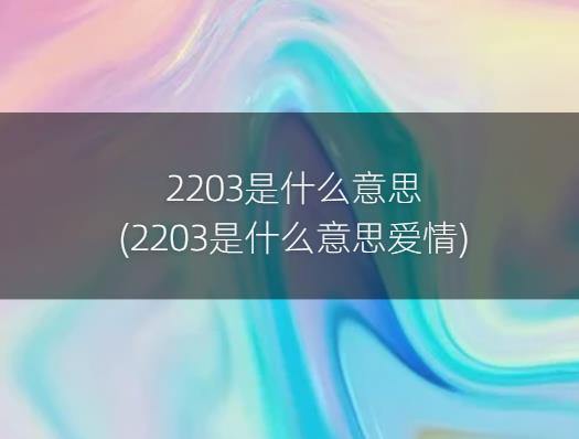 2203是什么意思(2203是什么意思爱情)