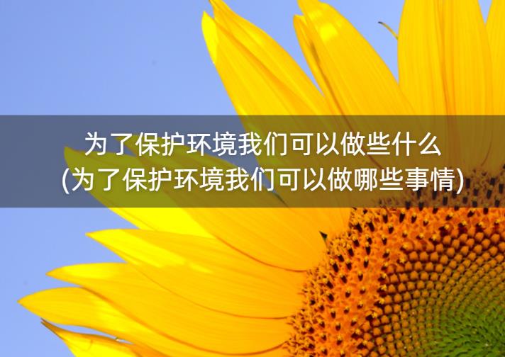 为了保护环境我们可以做些什么(为了保护环境我们可以做哪些事情)