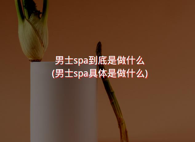 男士spa到底是做什么(男士spa具体是做什么)